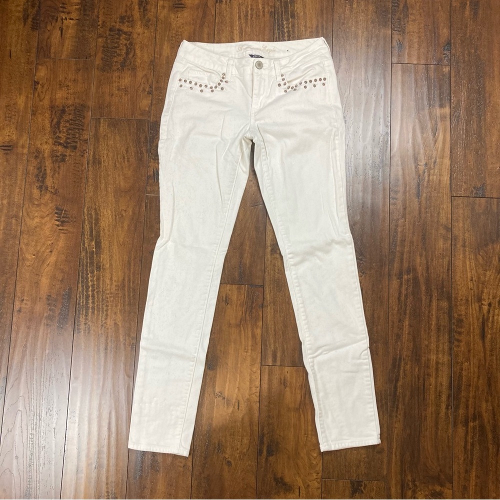 AMERICAN EAGLE AEO Women’s White Stretch Skinny Studded Pockets Size 4 Reg